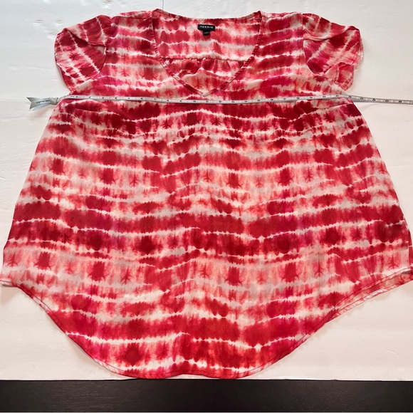 Torrid Rusty Red Tulip Sleeve Georgette Tie Dye Top 1X - Picture 10 of 12